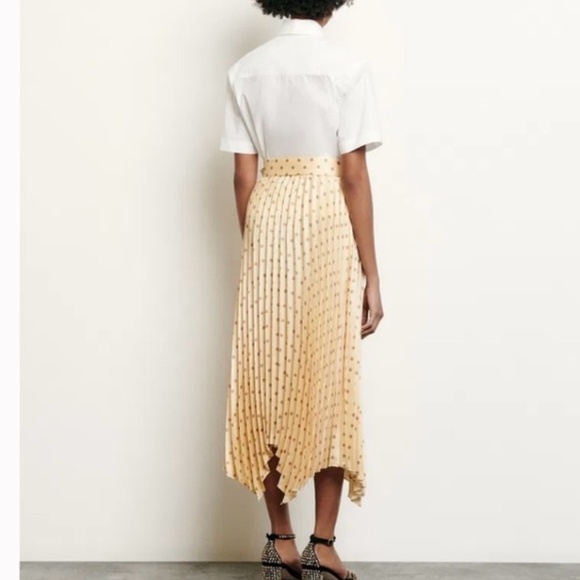 Sandro polka dotted asymmetrical pleated hem skirt size 4 - Picture 5 of 5